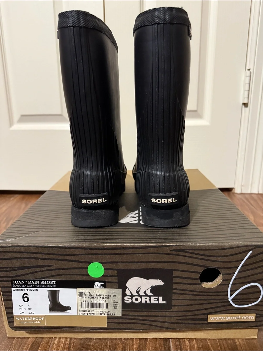 Sorel Black Joan Rain Short Waterproof Boots